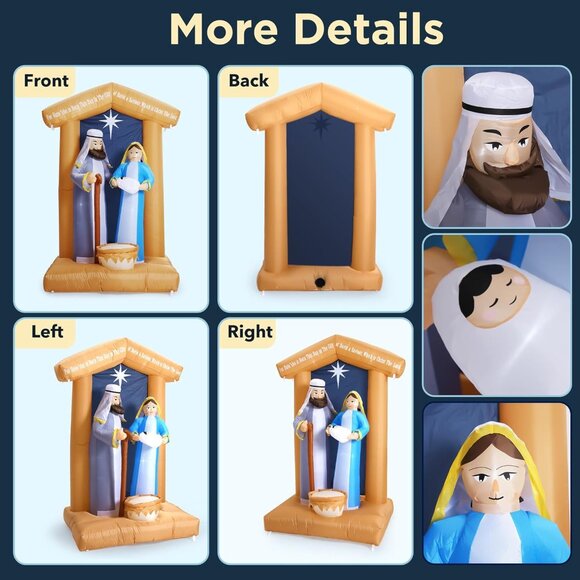 🆕7 FT Christmas Inflatables Nativity 2 Sets Blow Up Yard Outdoor Decorations - Picture 8 of 9